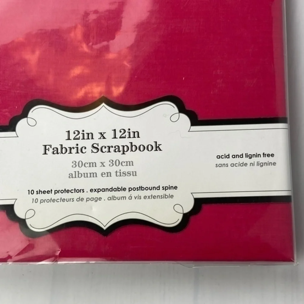 Colorbok Scrapbook 12in x 12in Dark Pink Fabric‎ 10 Top Loading Page Protectors